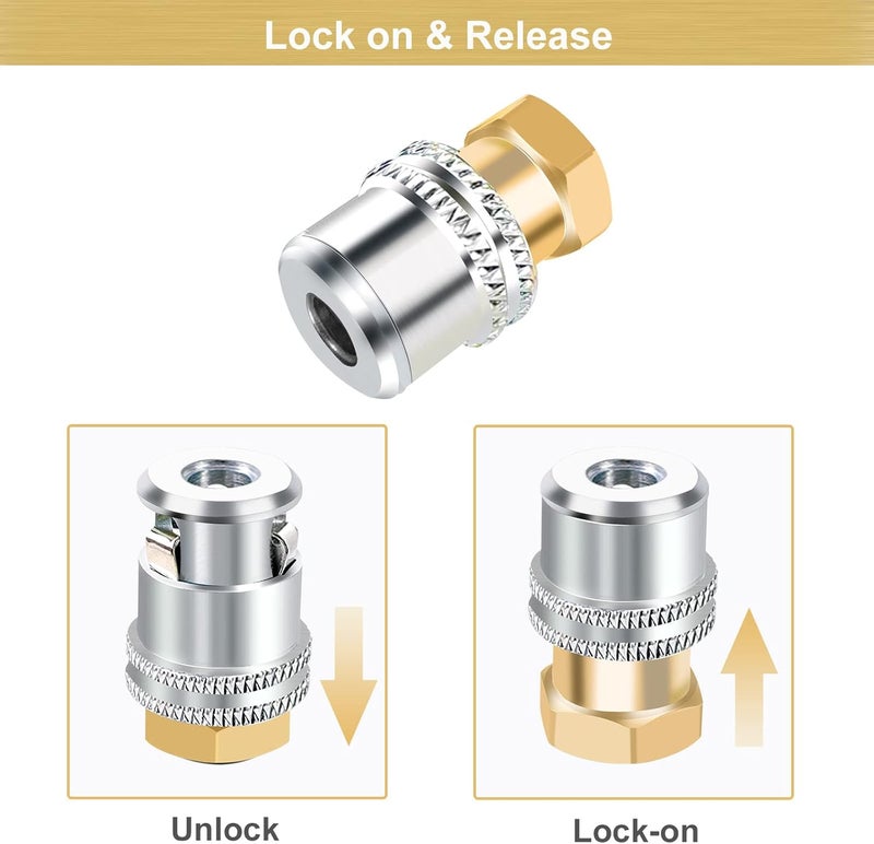 GODESON 2 Pack Brass Lock On Air Chuck, 1/4FNPT Closed Flow Tire Chuck for Tire Inflator Gauge and Air Compressor - Image 3
